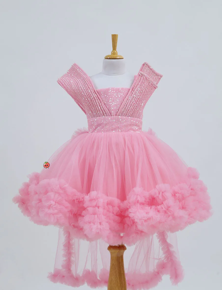 Sparkling Pink Glitter Frock for Girls