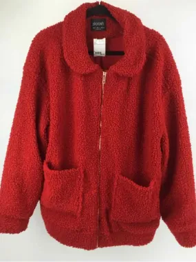 Stoosh Size L Red Teddy Bear Zip Front Coat