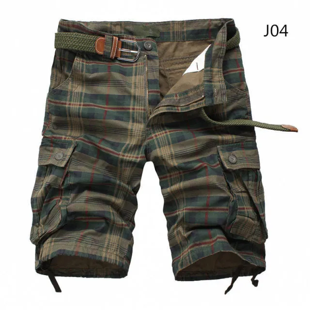 Summer Men Shorts Fashion Plaid Beach Shorts Mens Casual Camouflage Shorts Military Short Pants Male Bermuda Cargo Overalls