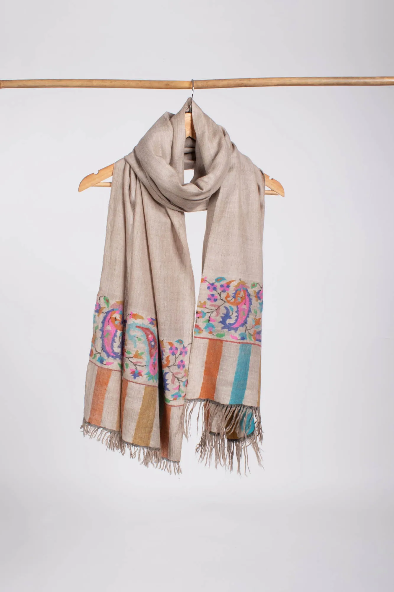 Taupe Color Kani Pashmina Shawl - TUSCUMBIA