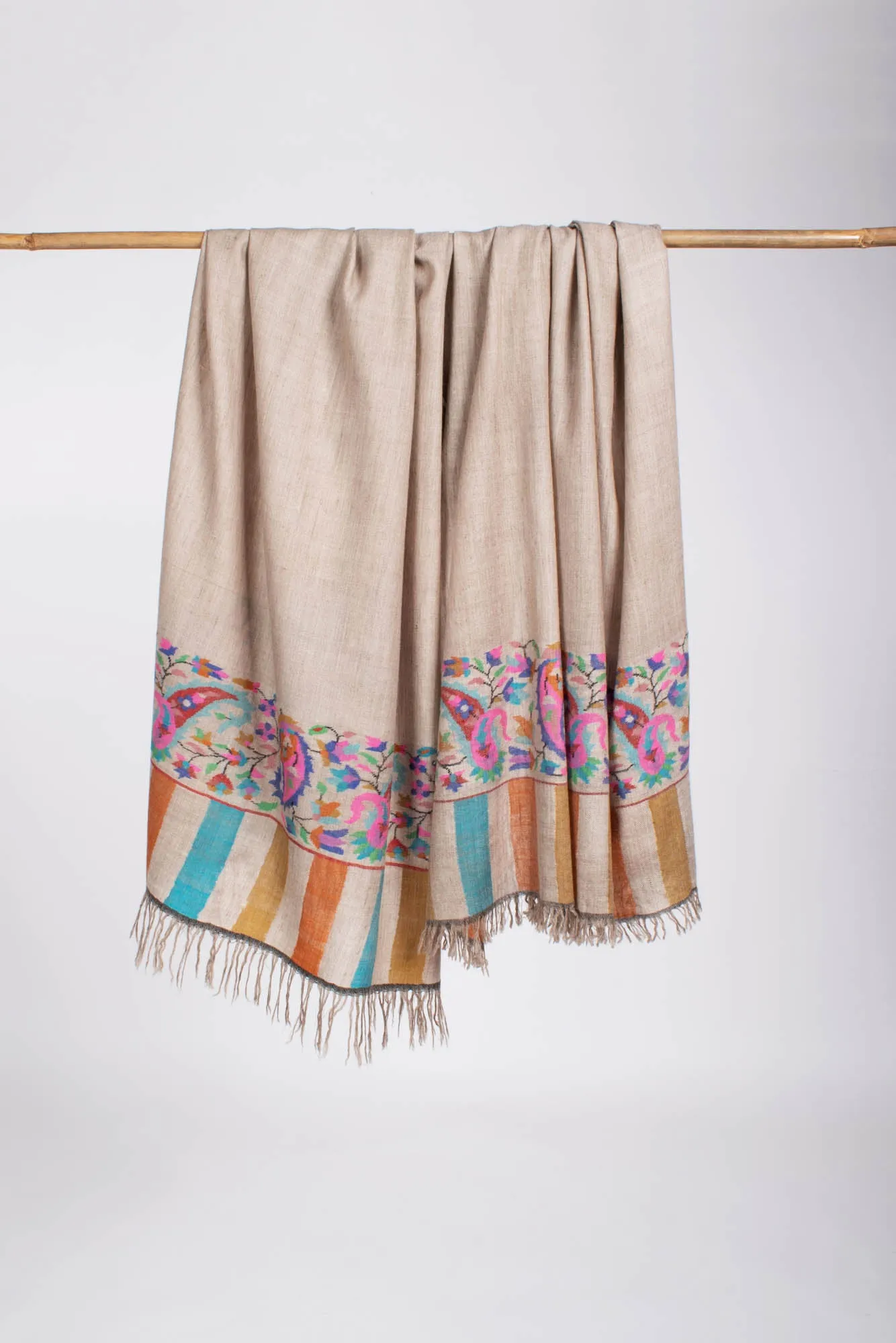 Taupe Color Kani Pashmina Shawl - TUSCUMBIA