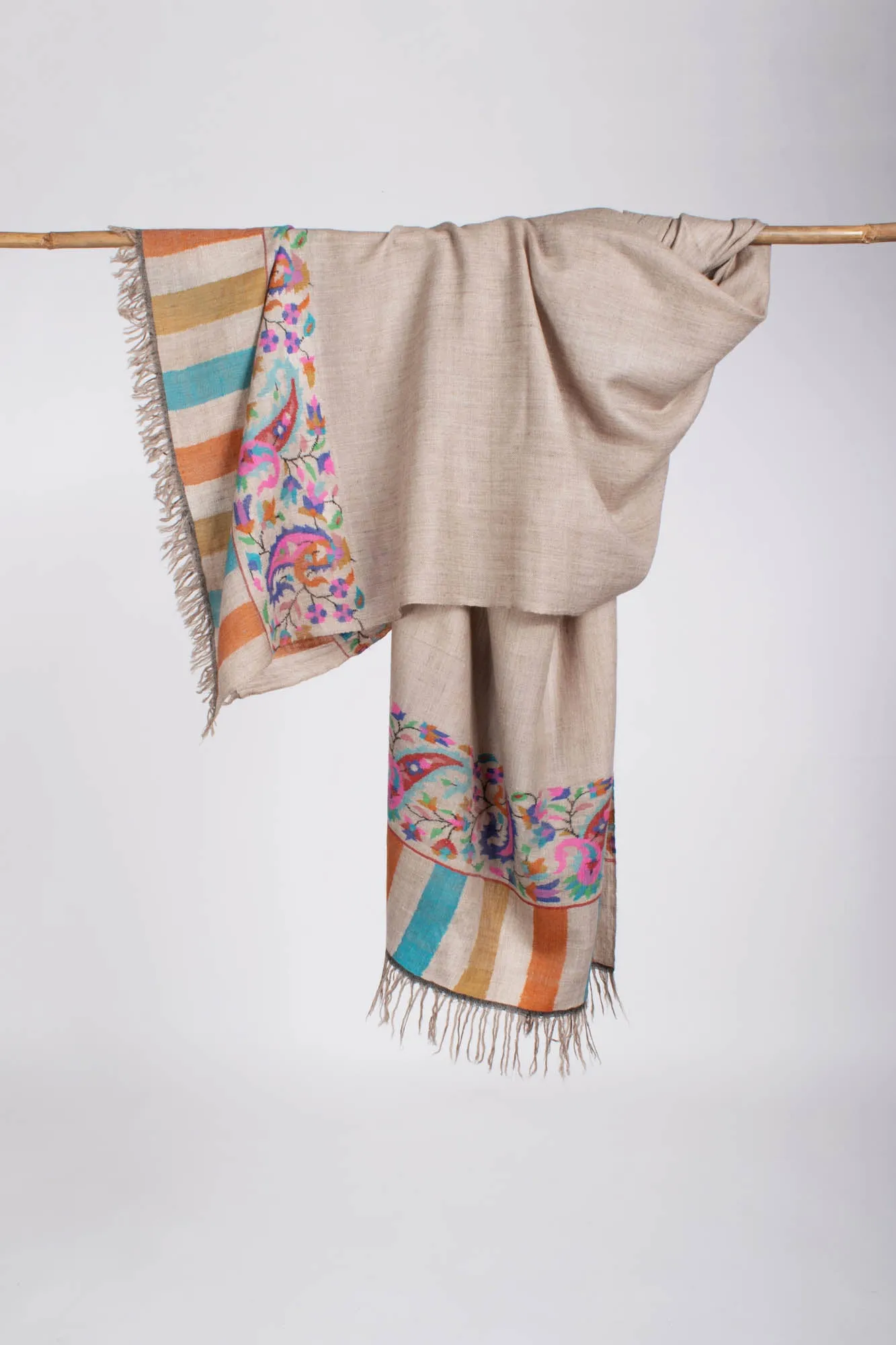 Taupe Color Kani Pashmina Shawl - TUSCUMBIA