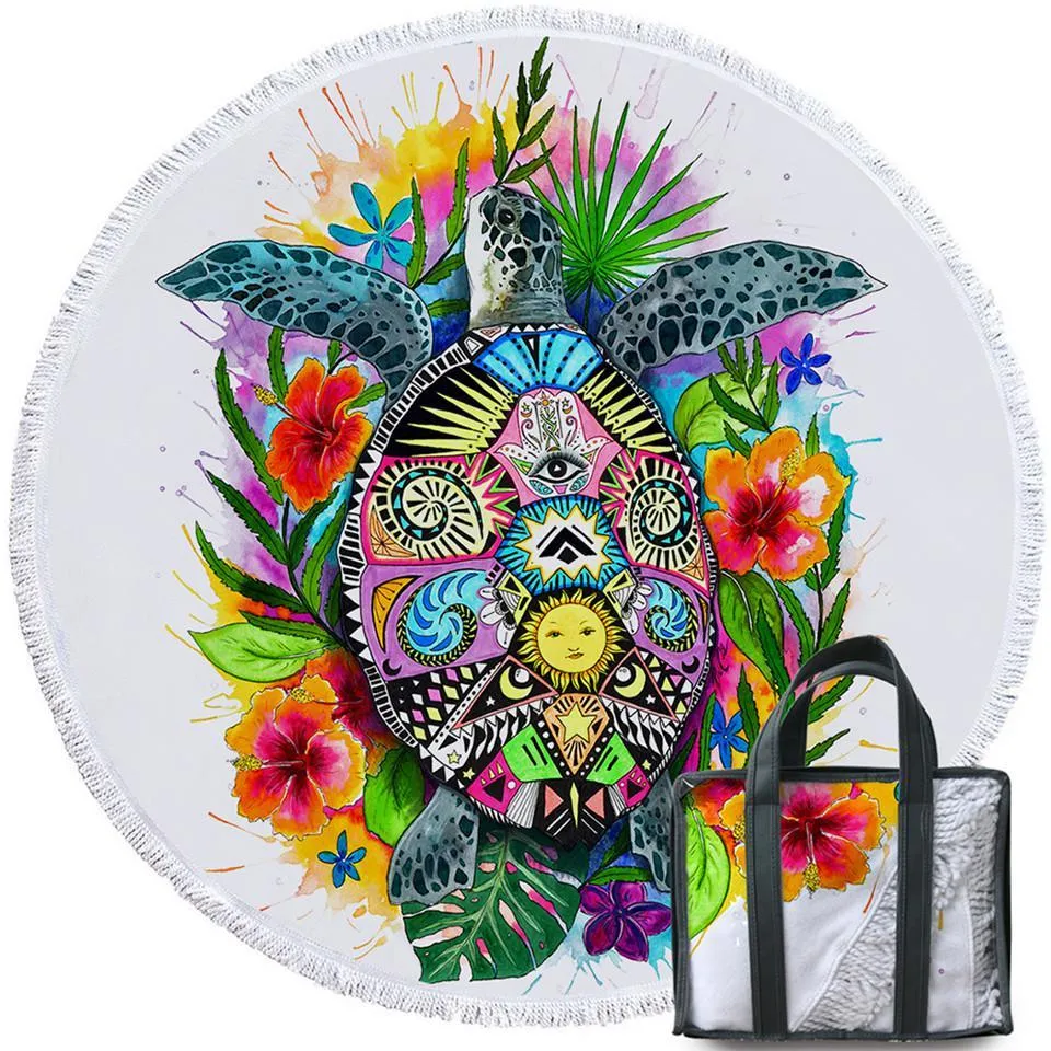 The Original Turtle Mystic Round Beach Towel