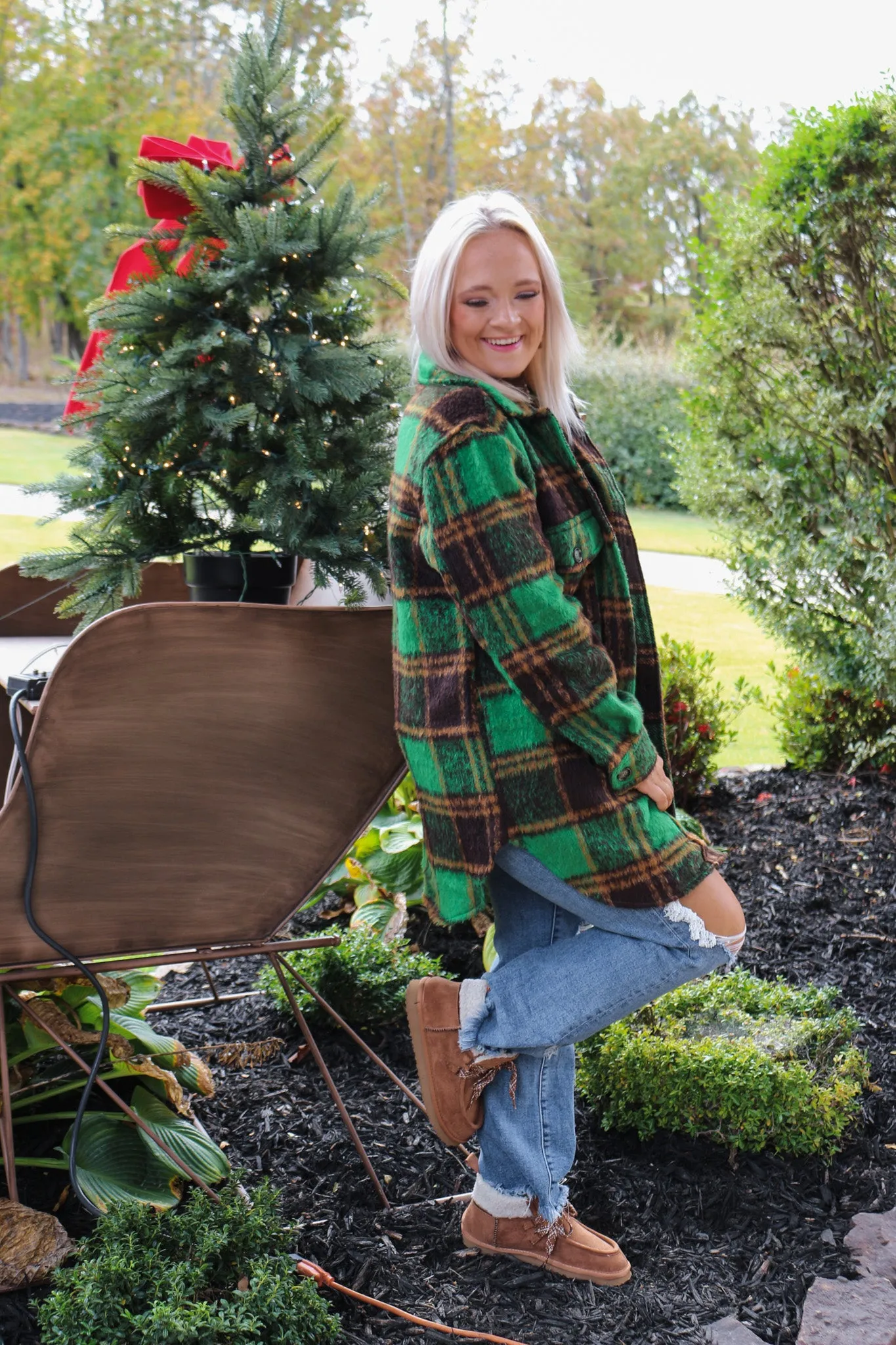 Toasty Topper Green Plaid Shacket