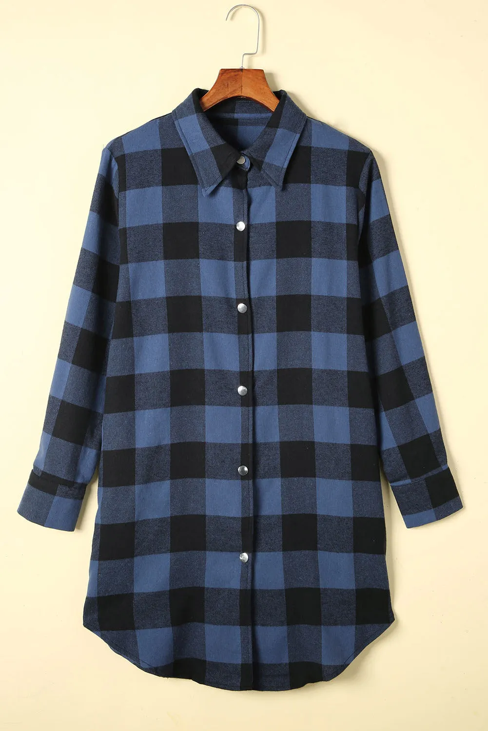 Turn-down Collar Plaid Shirt Jacket