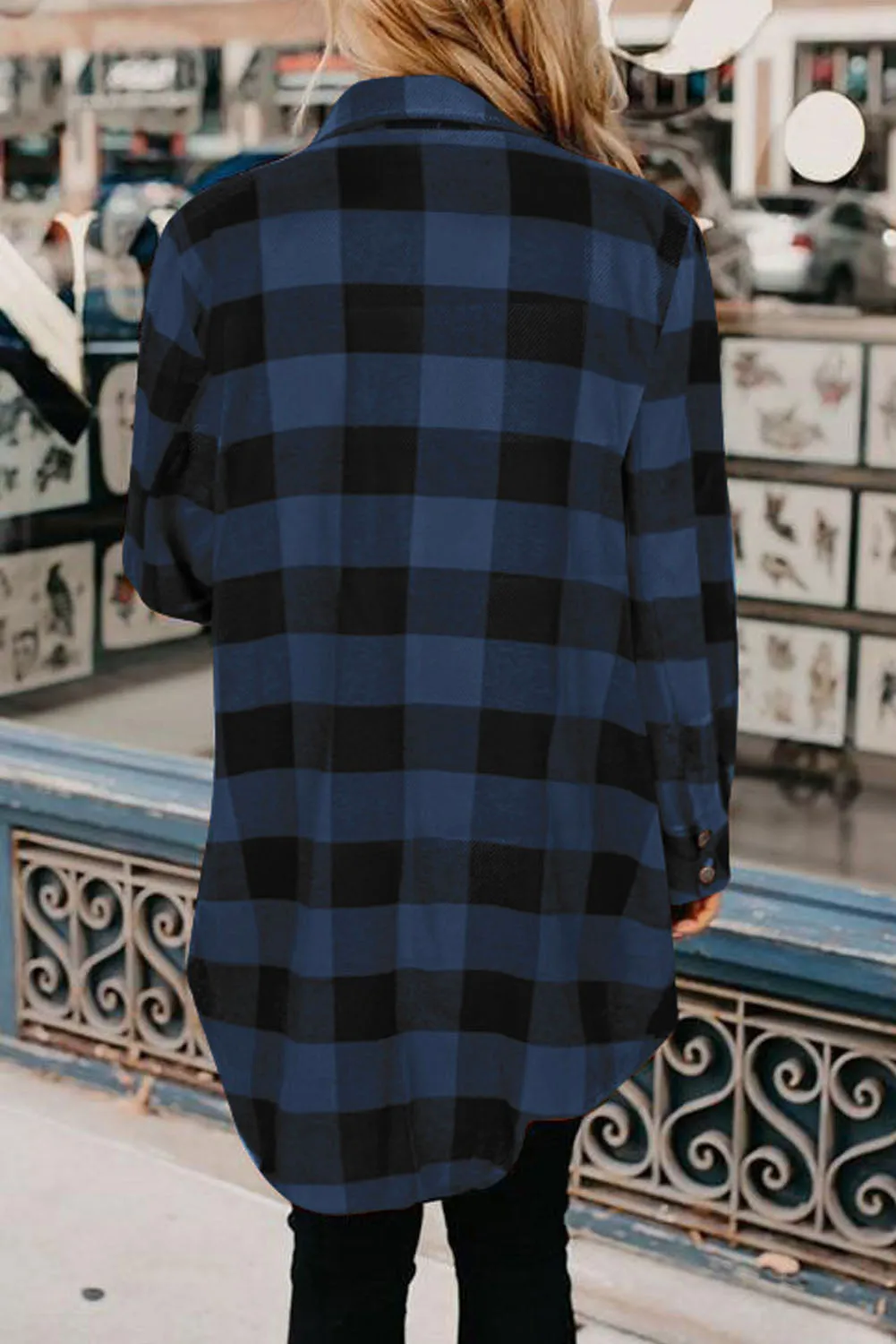 Turn-down Collar Plaid Shirt Jacket