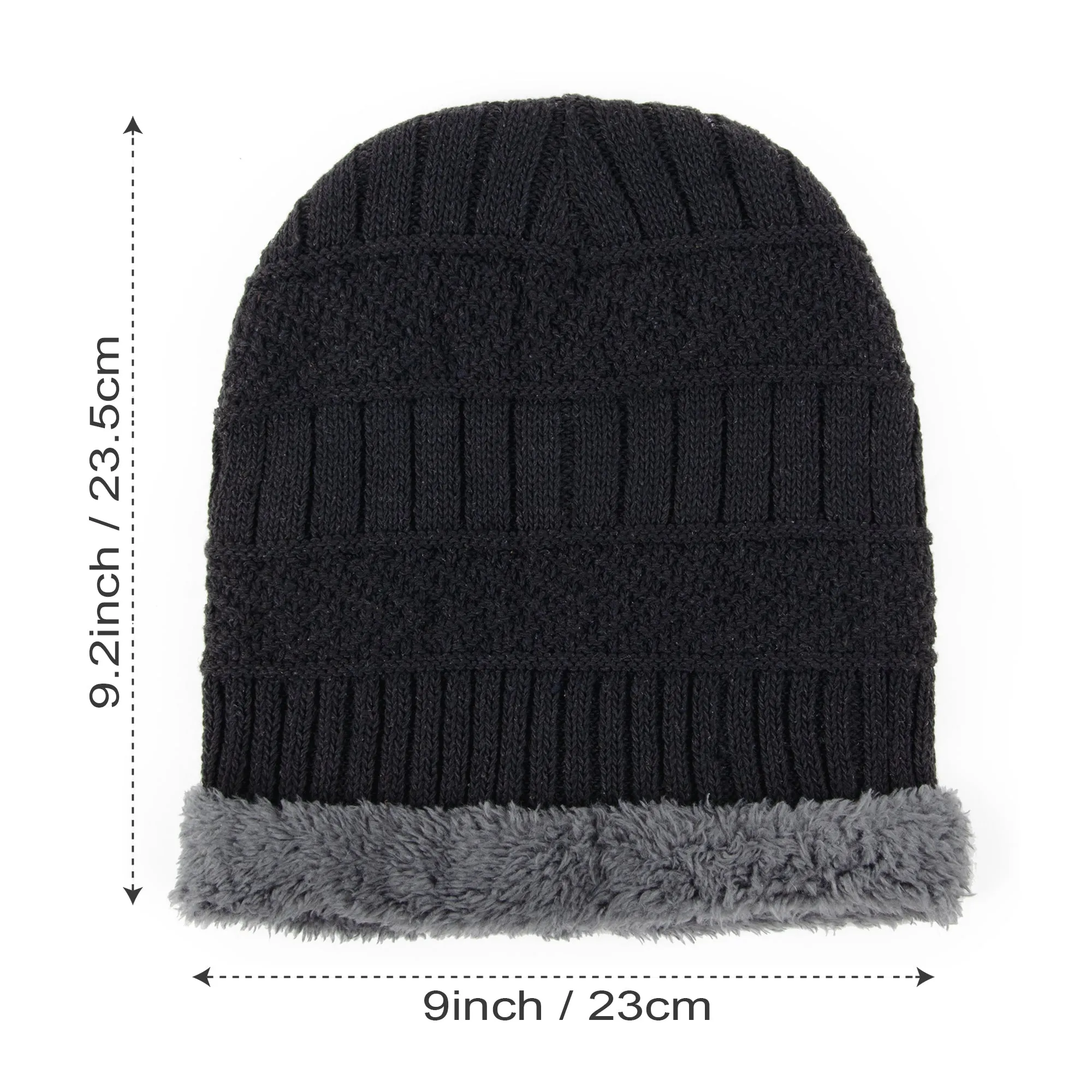 Ultra Warm Sherpa Fleece Knit Hat - Black