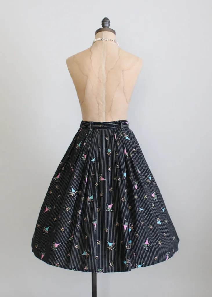 Vintage 1950s Novelty Print Full Skirt