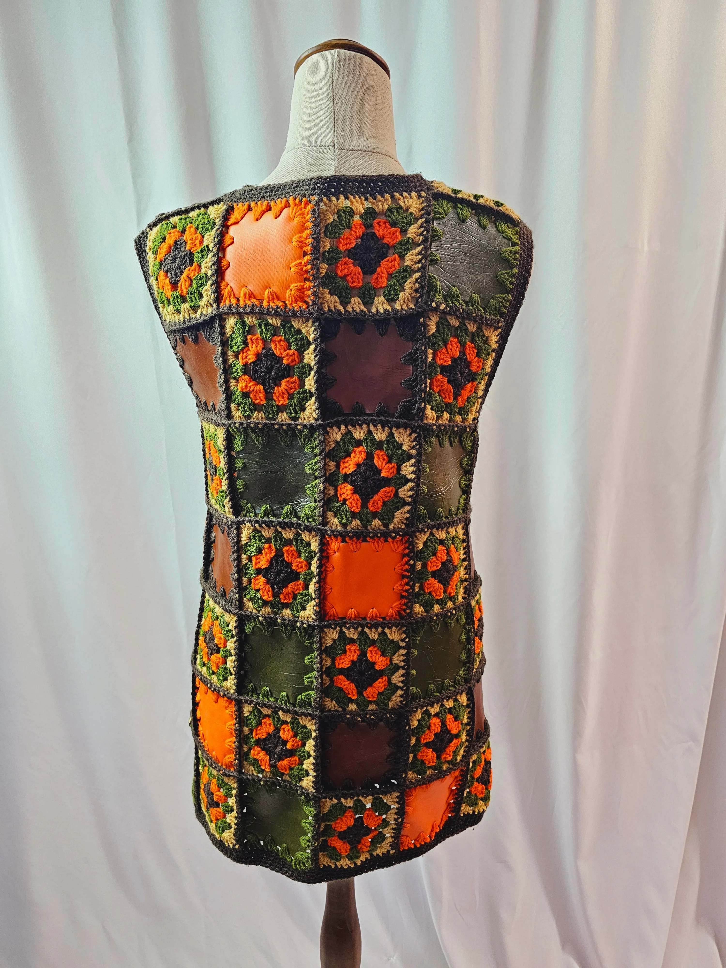 Vintage 60s crochet patchwork Vest