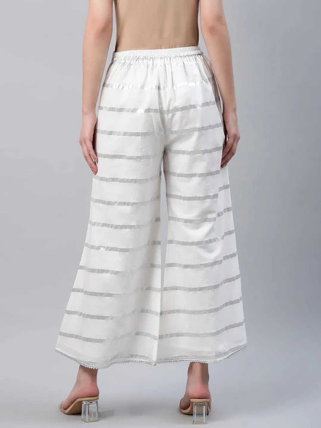 White Striped Cotton Palazzos