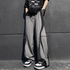 Wiaofellas  -  Hiphop cargo patchwork pants men's spring autumn trendy hiphop zipper sports casual pants loose wide leg floor length pants