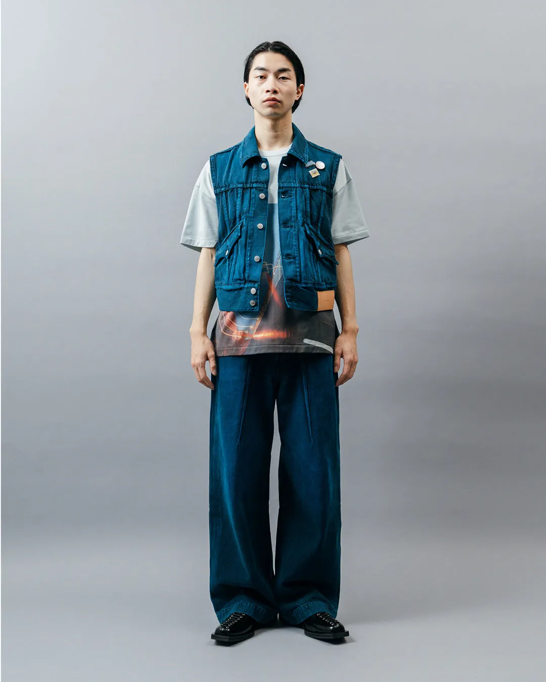 WIDE SEAM DENIM BAGGY PANTS .09【BLUE BLACK】