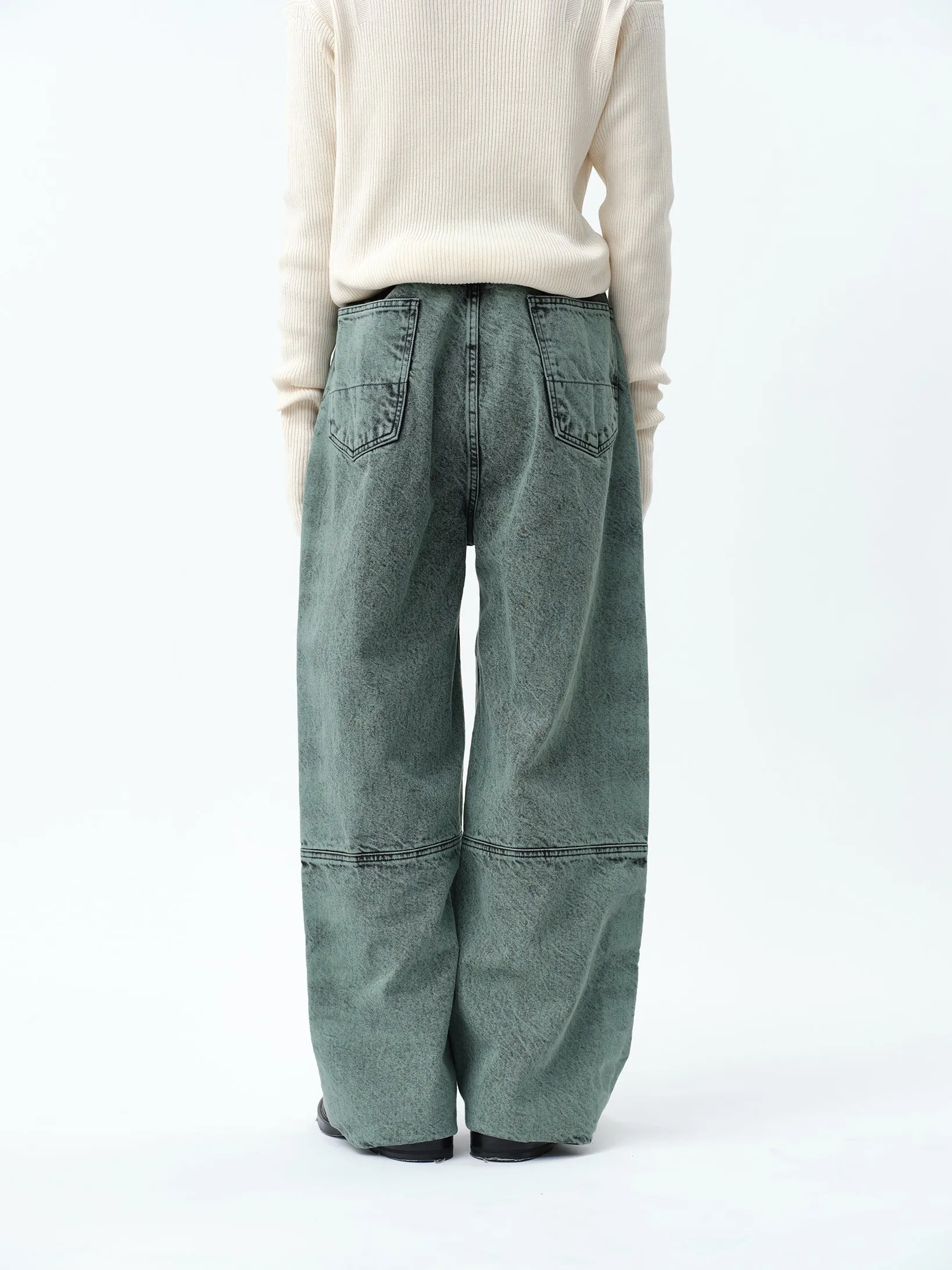 WIDE SEAM DENIM BAGGY PANTS .11 【FADE GREEN】