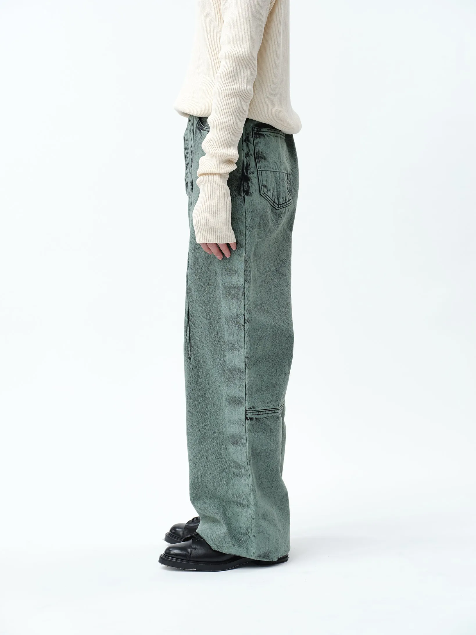 WIDE SEAM DENIM BAGGY PANTS .11 【FADE GREEN】