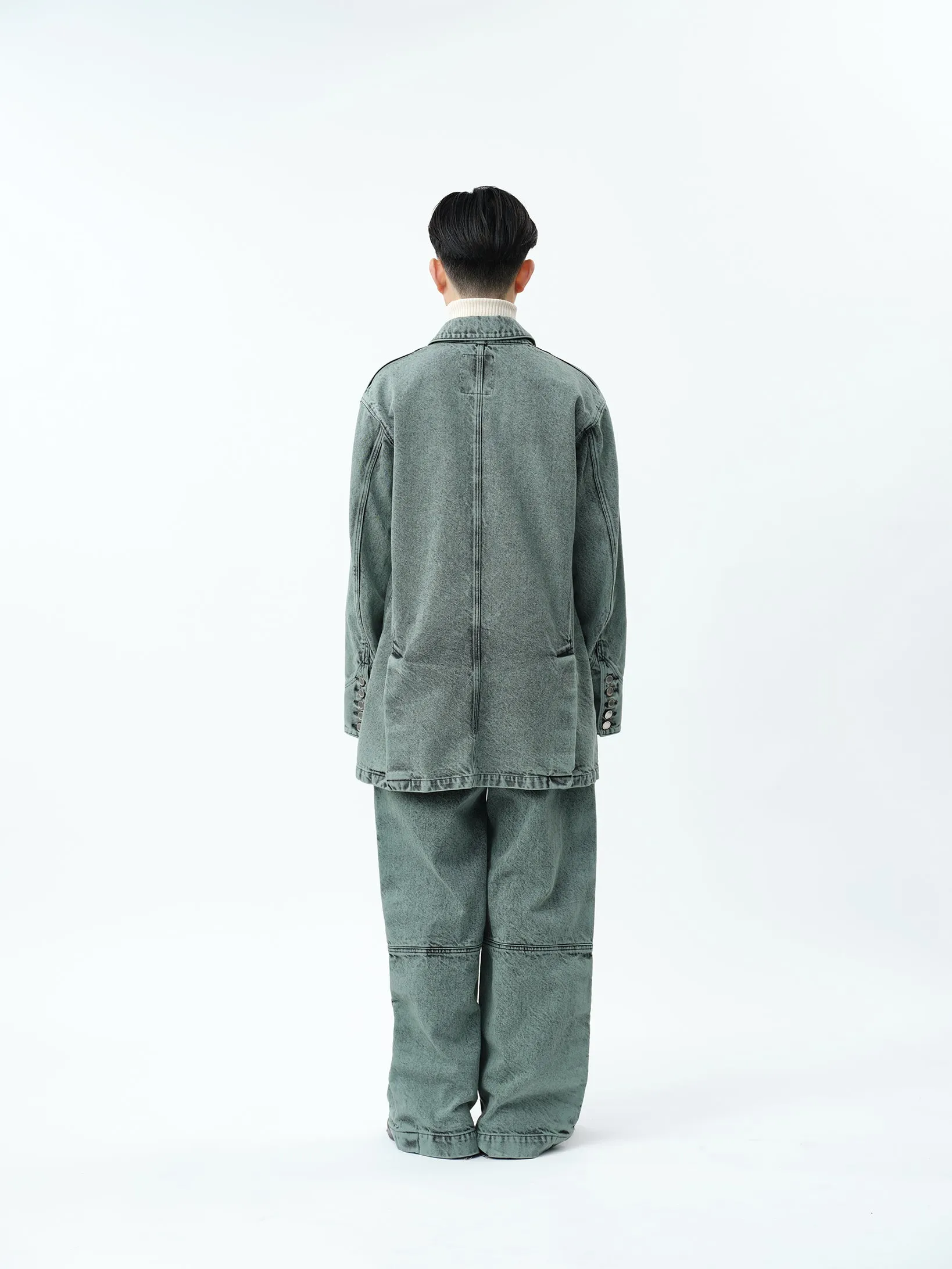 WIDE SEAM DENIM BAGGY PANTS .11 【FADE GREEN】