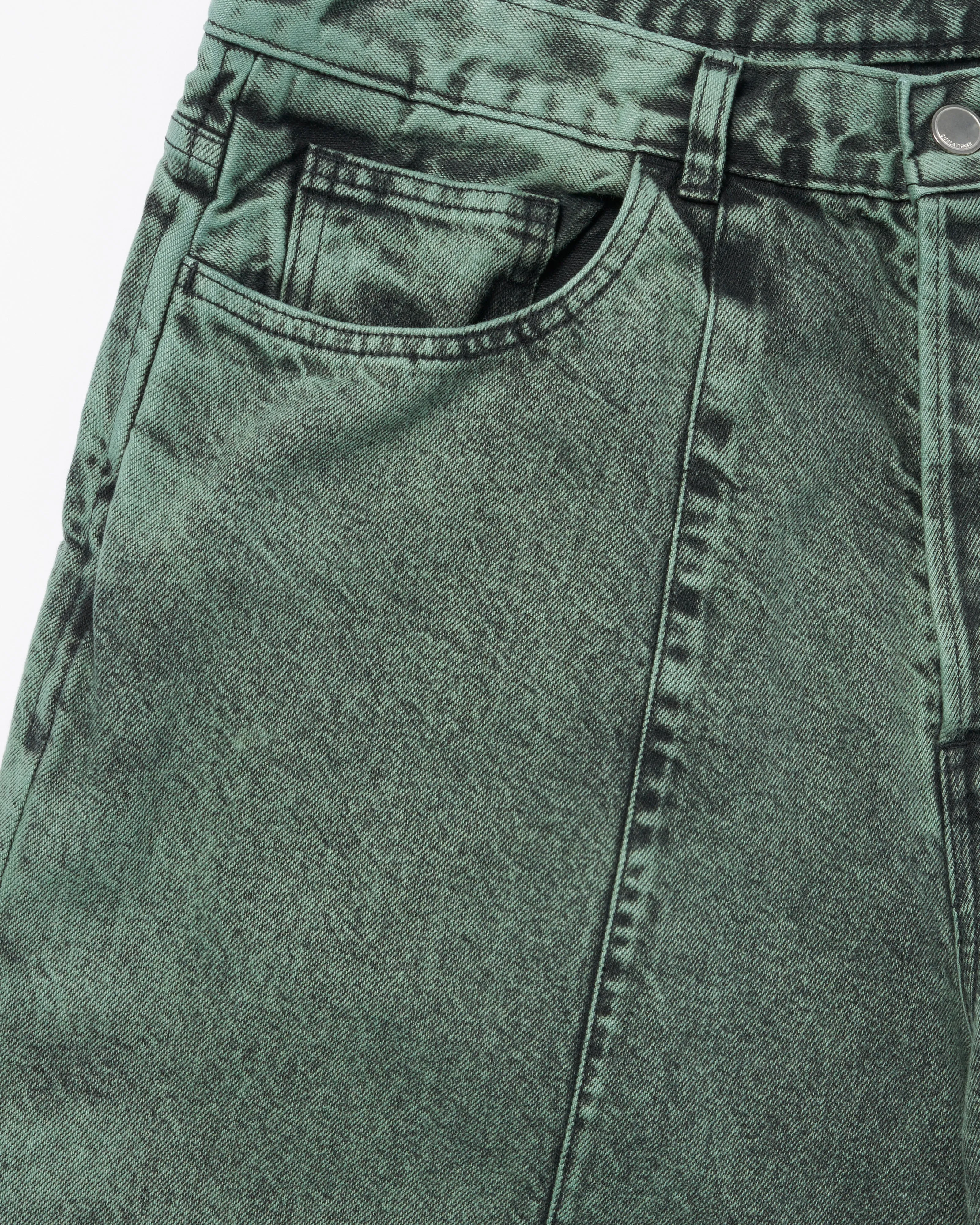 WIDE SEAM DENIM BAGGY PANTS .11 【FADE GREEN】