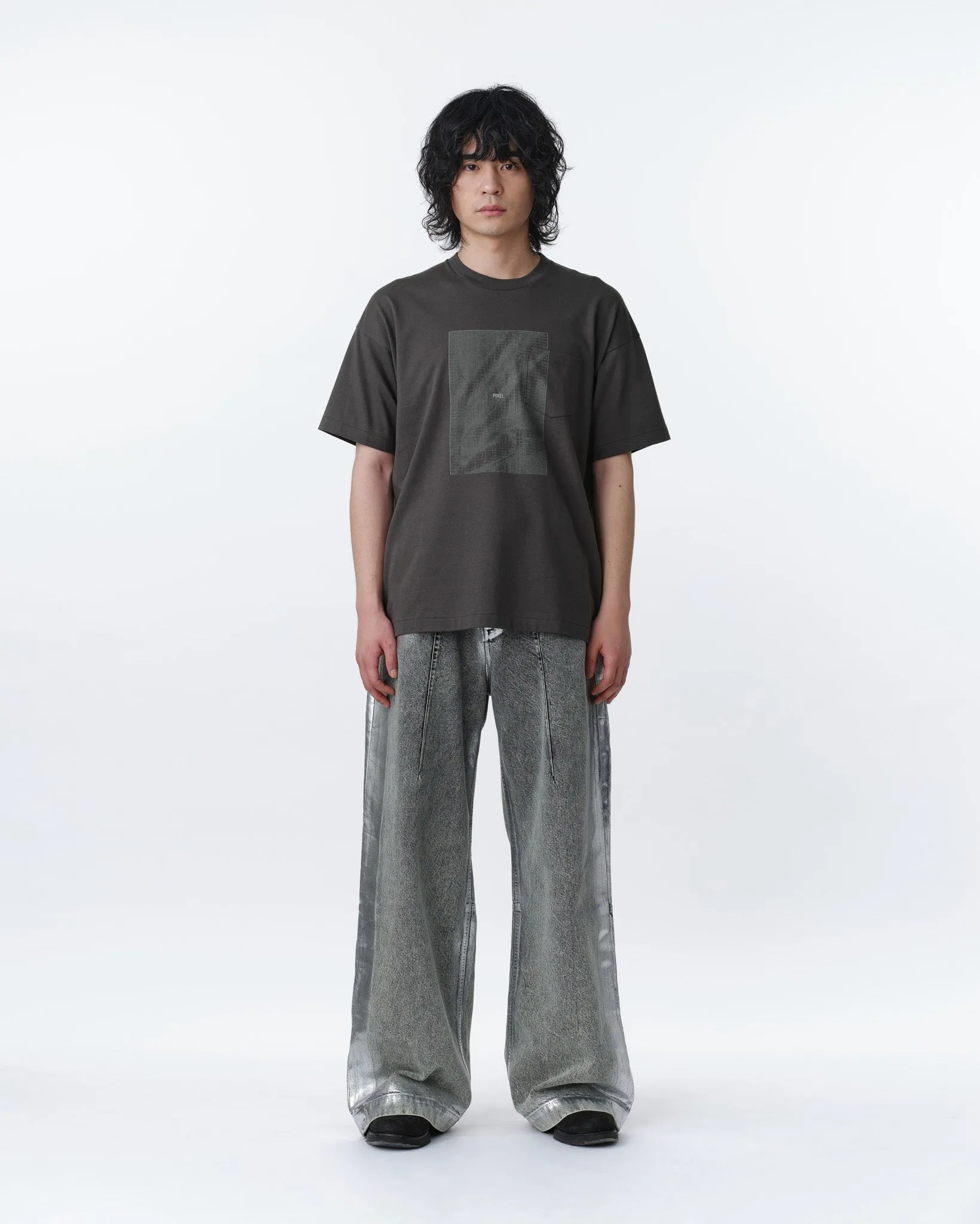 WIDE SEAM DENIM BAGGY PANTS .11 【FOILED LUNA WHITE】