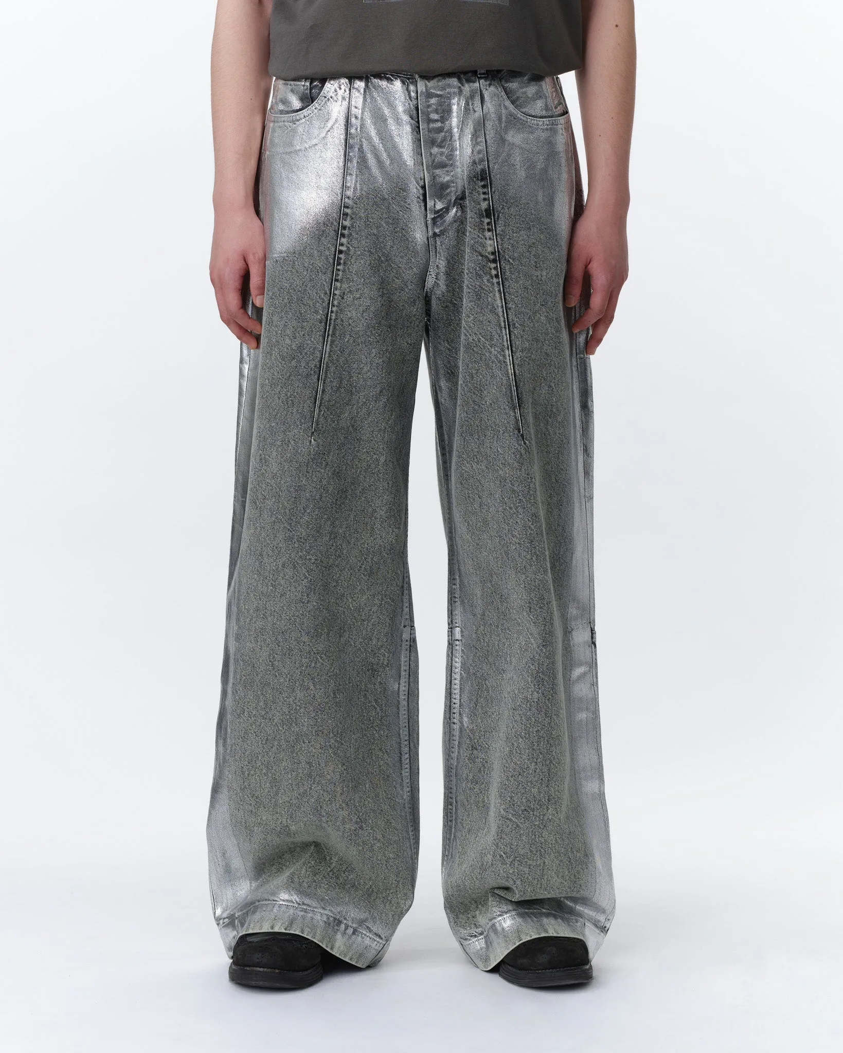 WIDE SEAM DENIM BAGGY PANTS .11 【FOILED LUNA WHITE】