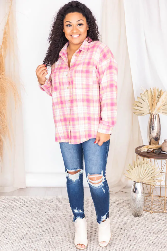 Wishing On Forever Pink Plaid Shacket FINAL SALE