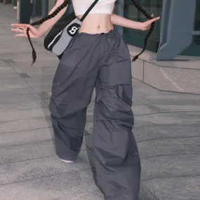 Women Waist Vintage Hip Hop Parachute Harajuku Streetwear Oversized Wide Pants