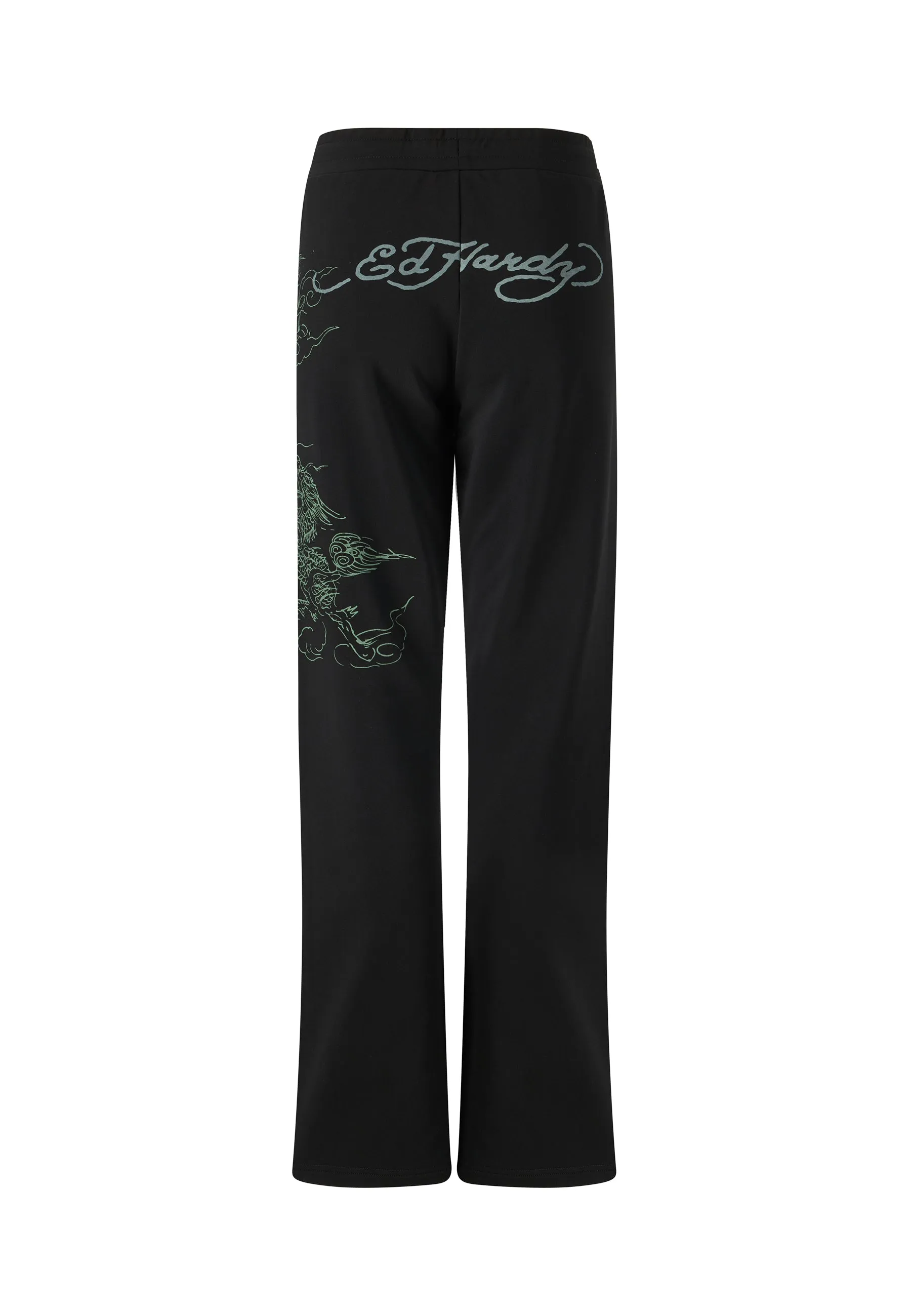 Womens Battle Dragon Flared Trousers - Black