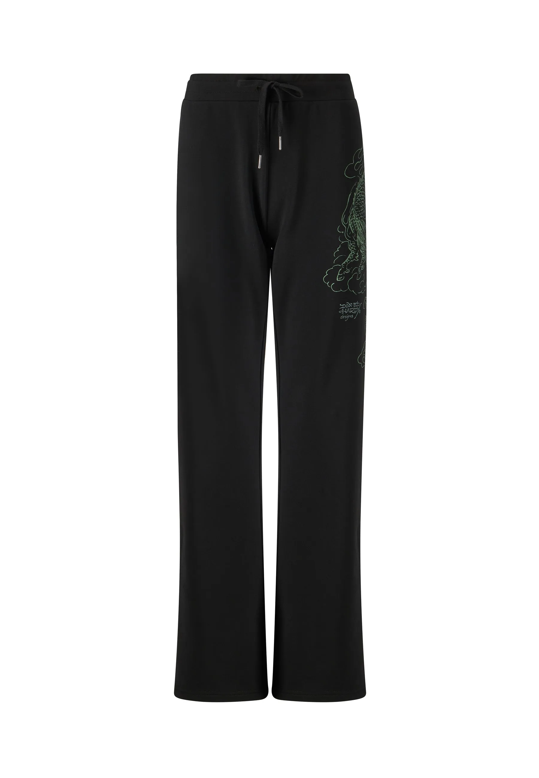 Womens Battle Dragon Flared Trousers - Black