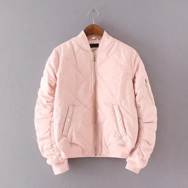 Zipper Long Sleeve Winter Cotton-padded Jacket